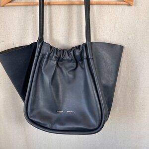 Proenza Schouler Navy Leather Ruched Tote Handbag Purse